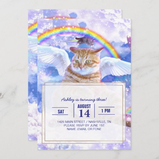 Cat Unicorn - Caticorn Einladung (Vorne/Hinten)