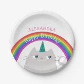 Cat Unicorn Girl Birthday Pappteller (Vorderseite)