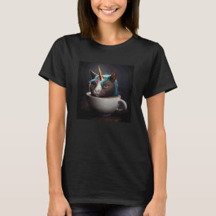 Cat Unicorn-Kaffee T-Shirt