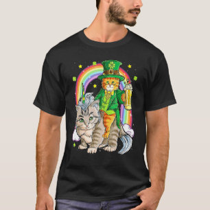 Cat Unicorn Leprechaun St Patricks Day Women Catic T-Shirt