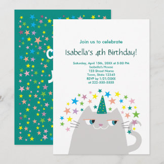 Cat Unicorn Niedlich Girl's Birthday Einladung