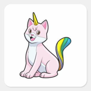 Cat Unicorn Quadratischer Aufkleber