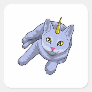 Cat Unicorn Quadratischer Aufkleber