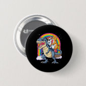 Cat Unicorn Riding Dinosaur T Rex Kitten Lover Wel Button (Vorne & Hinten)