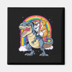 Cat Unicorn Riding Dinosaur T Rex Kitten Lover Wel Magnet