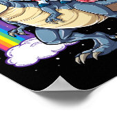 Cat Unicorn Riding Dinosaur T Rex Kitten Lover Wel Poster (Ecke)