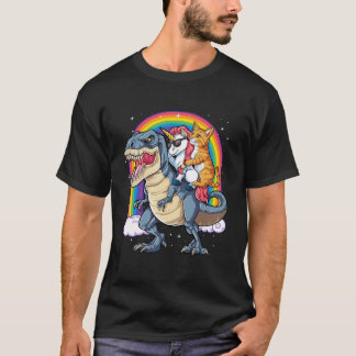 Cat Unicorn Riding Dinosaur T Rex Kitten Lover Wel T-Shirt