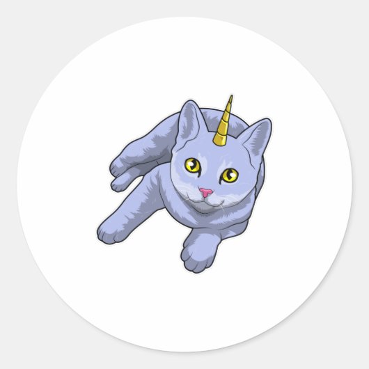 Cat Unicorn Runder Aufkleber (Vorderseite)