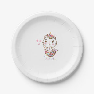 Cat Unicorn Shirt - Unicat Mermaid Cat Ich glaube, Pappteller