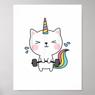 Cat Unicorn T Shirt Workout Gym Rainbow Caticorn C Poster