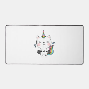 Cat Unicorn T Shirt Workout Gym Rainbow Caticorn C Schreibtischunterlage