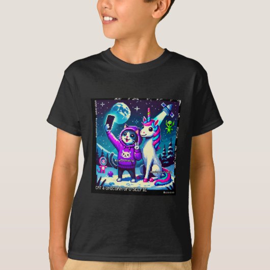 Cat & Unicorn UFO Selfie: Big Meeting #01 T-Shirt (Vorderseite)