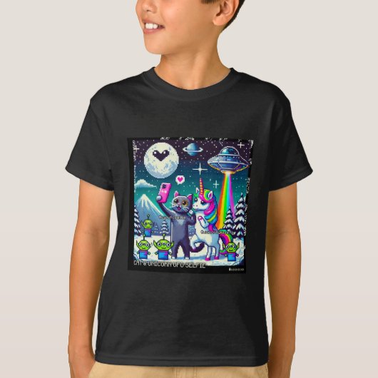 Cat & Unicorn UFO Selfie: Big Meeting #03 T-Shirt (Vorderseite)