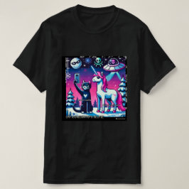 Cat & Unicorn UFO Selfie: Big Meeting #11 T-Shirt