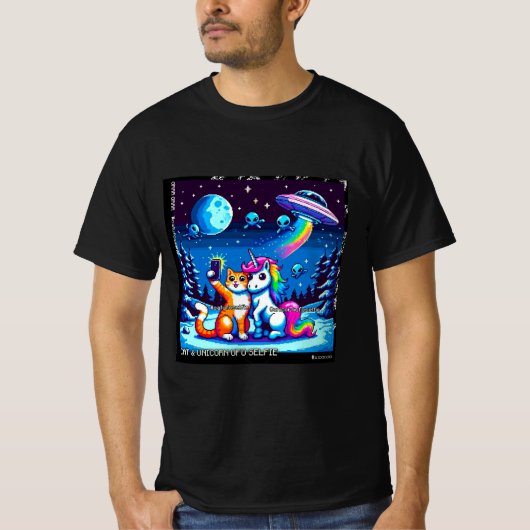 Cat & Unicorn UFO Selfie: Big Meeting #4 T-Shirt (Vorderseite)