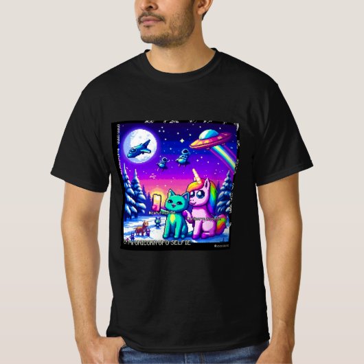 Cat & Unicorn UFO Selfie: Big Meeting #9 T-Shirt (Vorderseite)