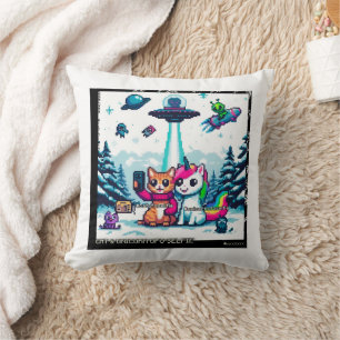 Cat & Unicorn UFO Selfie: Big Meeting Pillow #1 Kissen