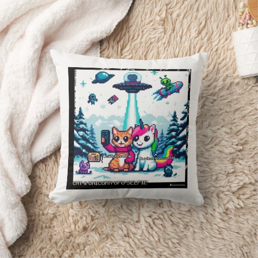 Cat & Unicorn UFO Selfie: Big Meeting Pillow #1 Kissen (Decke)