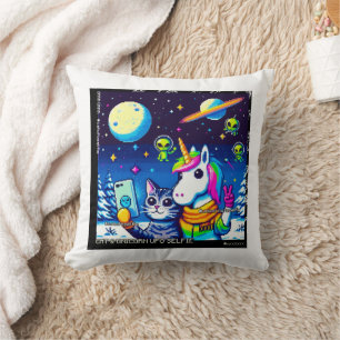 Cat & Unicorn UFO Selfie: Big Meeting Pillow #2 Kissen
