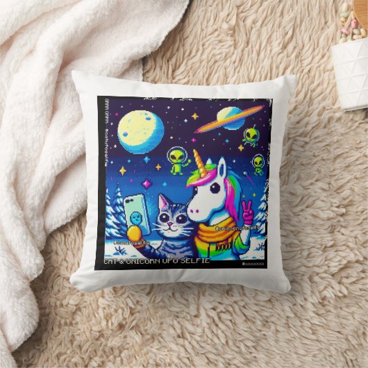 Cat & Unicorn UFO Selfie: Big Meeting Pillow #2 Kissen (Decke)
