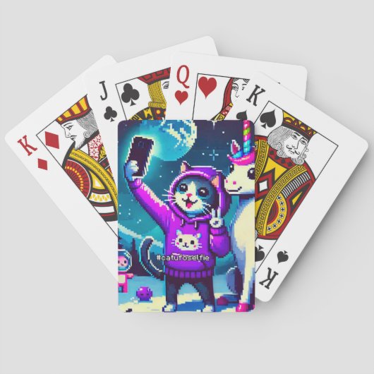 Cat & Unicorn UFO Selfie: Big Meeting Poker Cards Spielkarten (Rückseite)