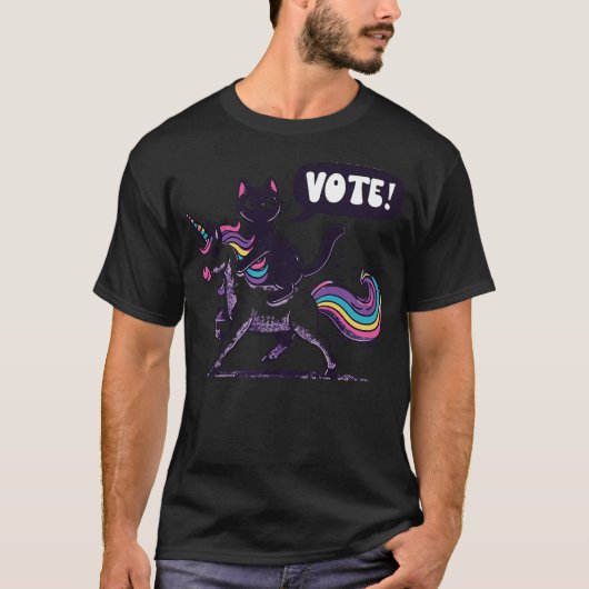Cat Unicorn vote Kamala Harris 2024 Election Joke T-Shirt (Vorderseite)