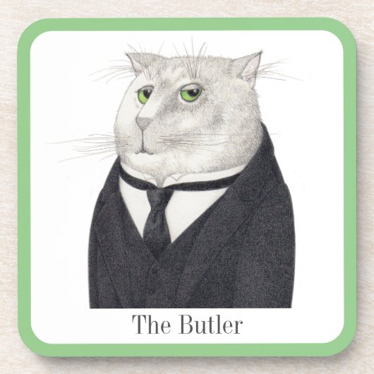 CAT-Untersetzer BUTLER + Text Getränkeuntersetzer (Vorderseite)