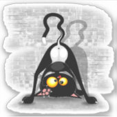 Cat Upside Down Funny Cartoon Charakter Aufkleber (Vorderseite)