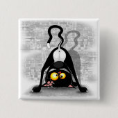 Cat Upside Down Funny Cartoon Charakter Button (Vorderseite)