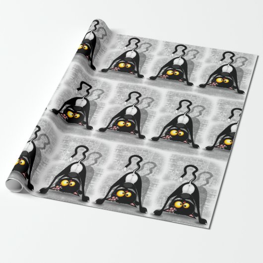 Cat Upside Down Funny Cartoon Charakter Geschenkpapier (Ungerollt)