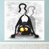 Cat Upside Down Funny Cartoon Charakter Leinwanddruck (Insitu (Holzboden))