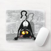 Cat Upside Down Funny Cartoon Charakter Mousepad (Mit Mouse)