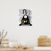 Cat Upside Down Funny Cartoon Charakter Poster (Küche)