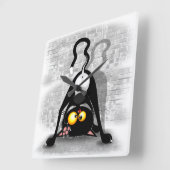Cat Upside Down Funny Cartoon Charakter Quadratische Wanduhr (Winkel)