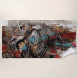 Cat Urban Street Art Portrait Strandtuch