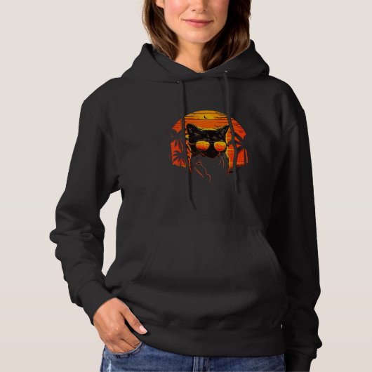 Cat  Vacation Cat In Sunglasses On Sunset 1 Hoodie (Vorderseite)