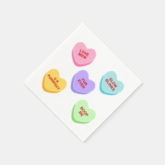 Cat Valentine Candy Hearts Paper Napkin Serviette (Ecke)
