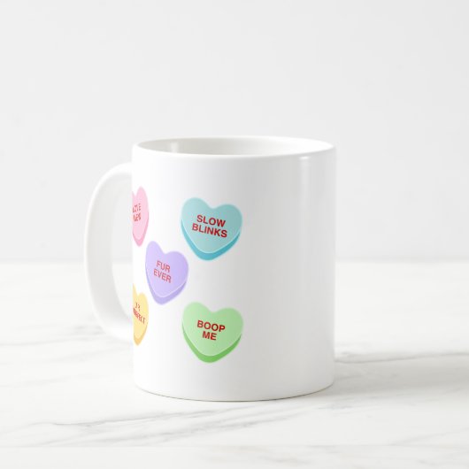 Cat Valentine Candy Hearts Tasse (Vorderseite Links)
