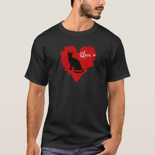 Cat Valentinstag Herz für Frauenfamilien Matching T-Shirt (Vorderseite)
