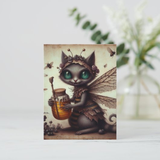 Cat Vampire Bee Fairy Postkarte (Stehend Vorderseite)