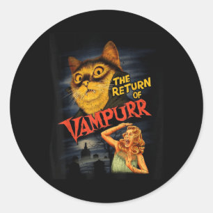 Cat Vampire Clic Horror Movie Funny Graphic Shirt Runder Aufkleber