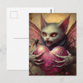 Cat Vampire Fairy Pink Heart Brambles Postkarte (Vorne/Hinten)