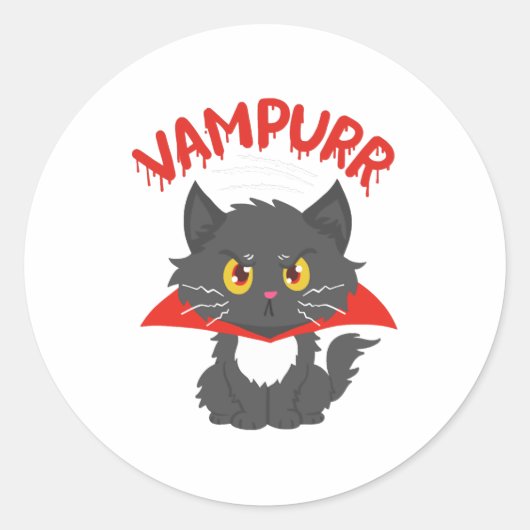 Cat Vampire Halloween Runder Aufkleber (Vorderseite)
