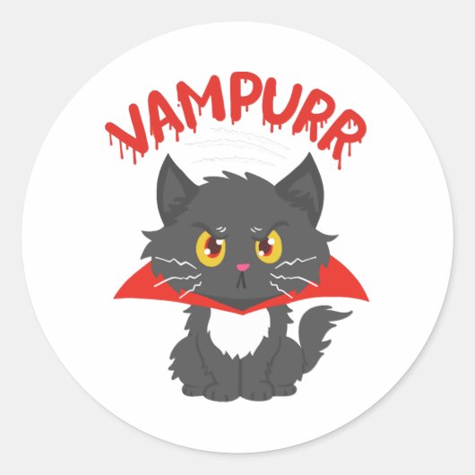 Cat Vampire Halloween Runder Aufkleber (Vorderseite)