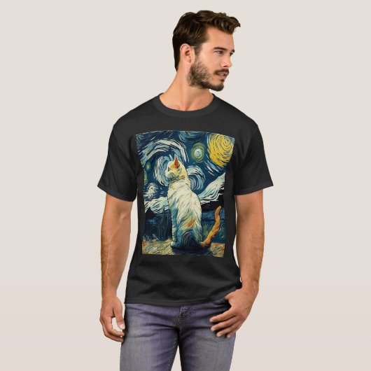 Cat van Gogh - Cat Art Lover T-Shirt (Vorne ganz)