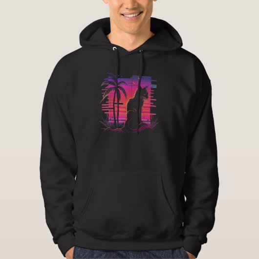 Cat Vaporwave Retrowave Aesthetic Synthwave 80s Pa Hoodie (Vorderseite)