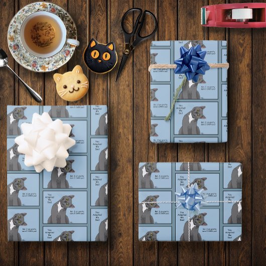 Cat Vater Adoption Vatertag Geschenkpapier Set