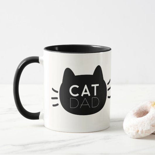 Cat Vater Black Cat Face Foto Tasse (Mit Donut)