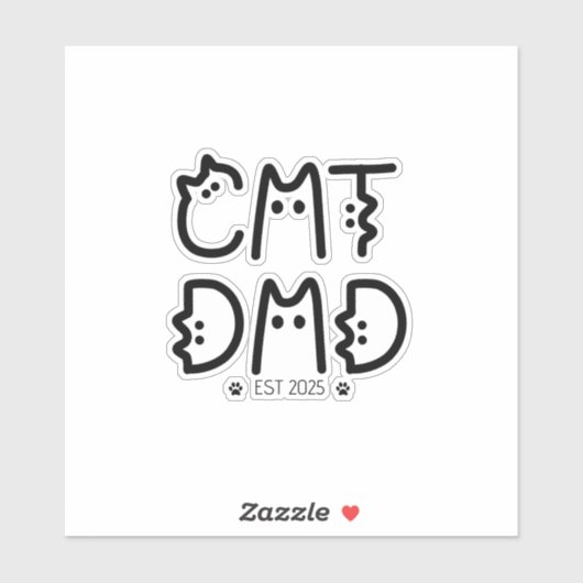 Cat Vater Custom Year Aufkleber (Blatt)