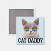CAT-VATER GRAY CAT RAINBOW-SCHNELLASSE-Magnet Magnet (Vorderseite/Rückseite)